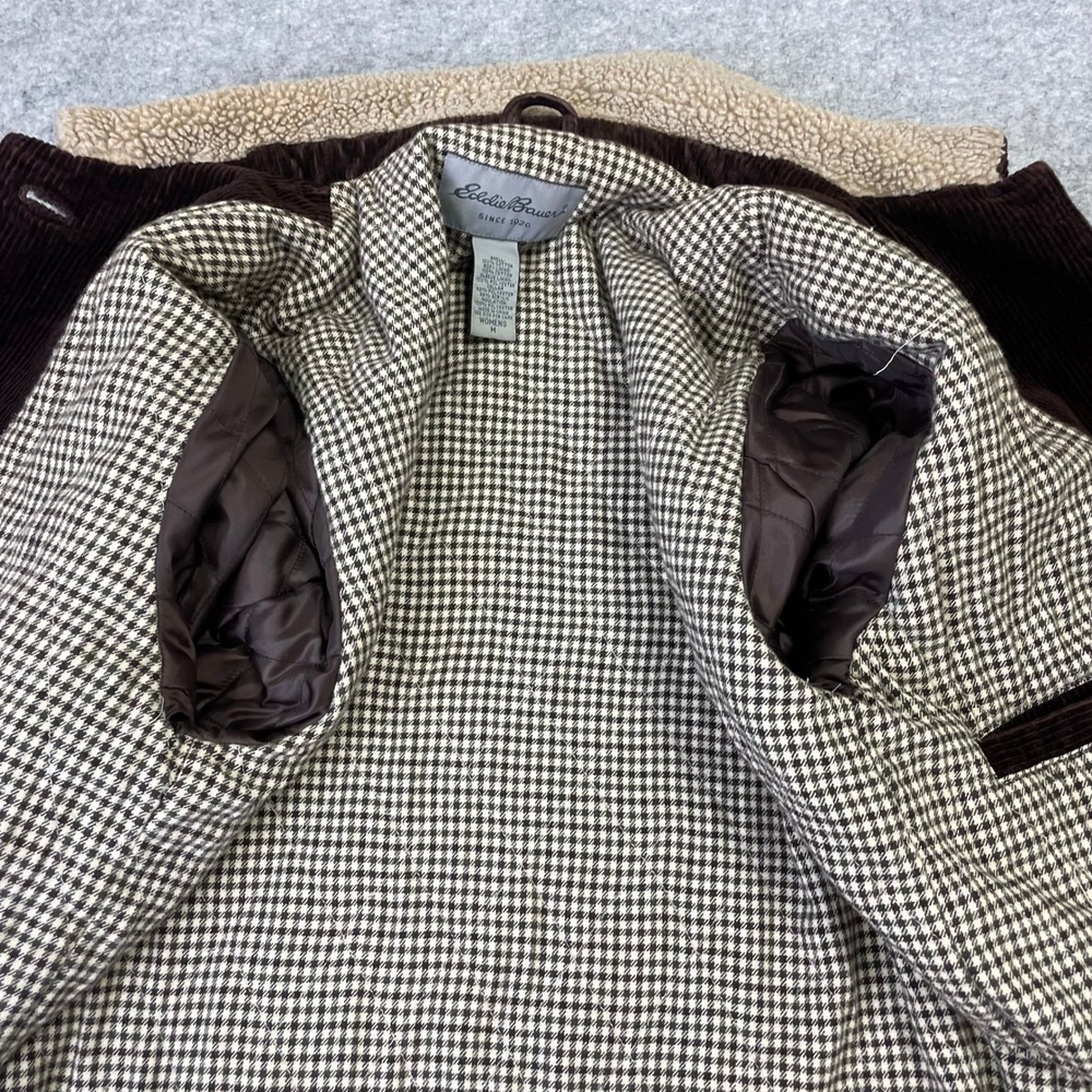 Vintage Eddie Bauer Womens Brown Corduroy Barn Jacket M Teddy Collar Y2K - Picture 10 of 16
